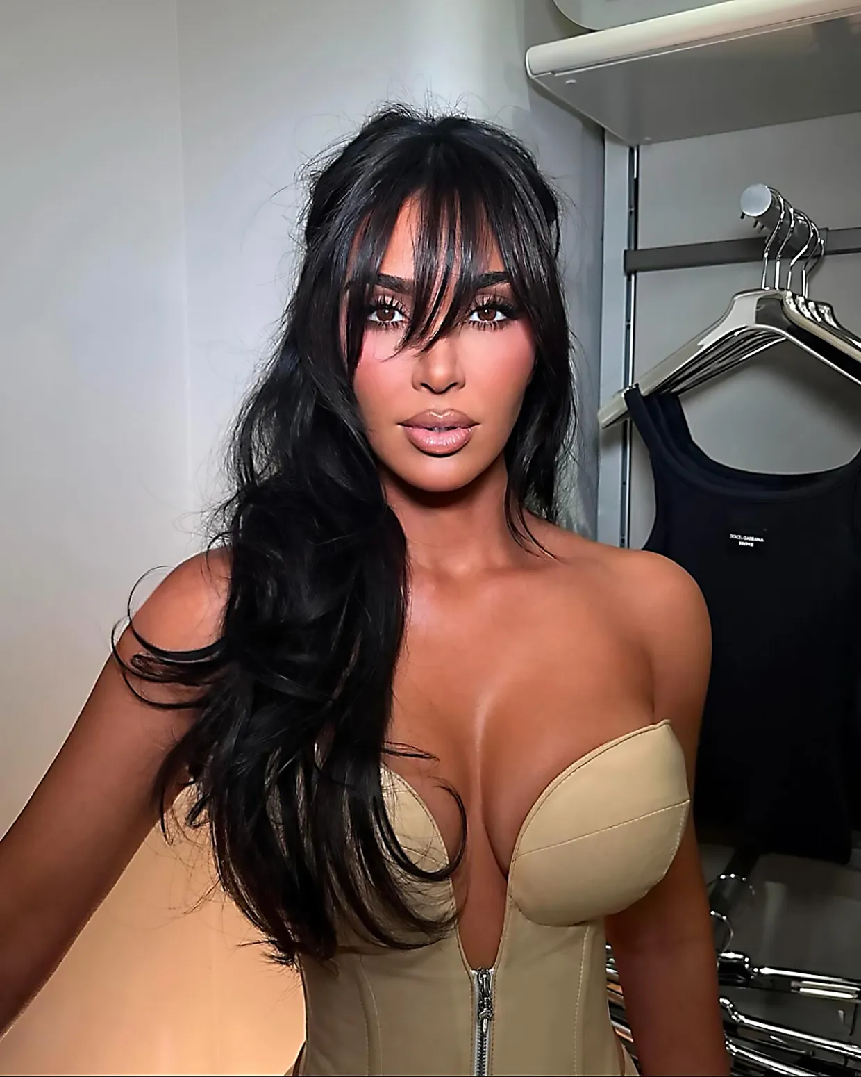 Kim Kardashian taking a selfie ahead of her latest SKIMS launch